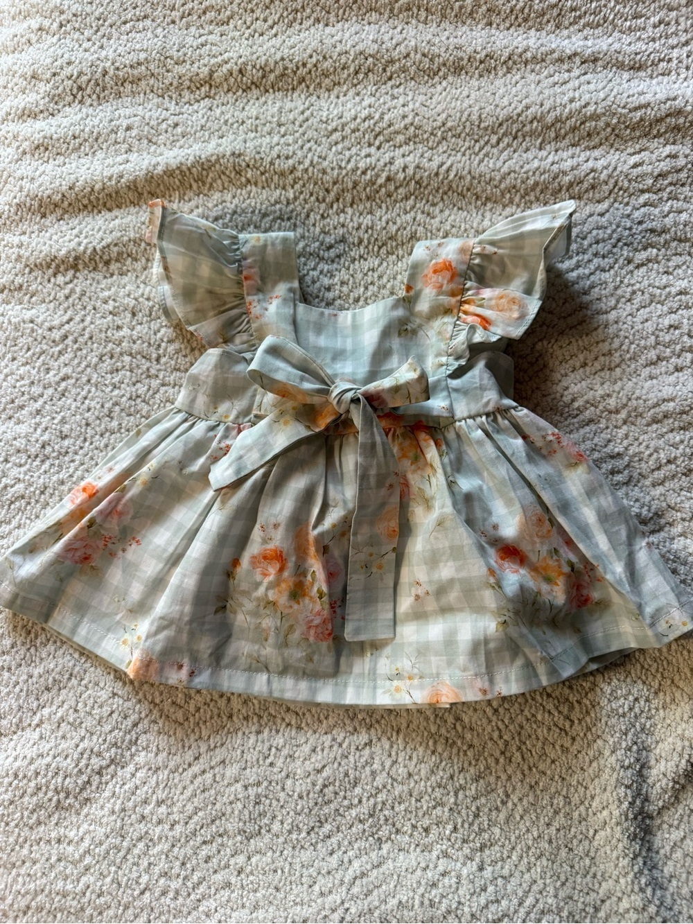 Arabella & Rose Floral Plaid Baby Dress with Bow Size 3-6 Months